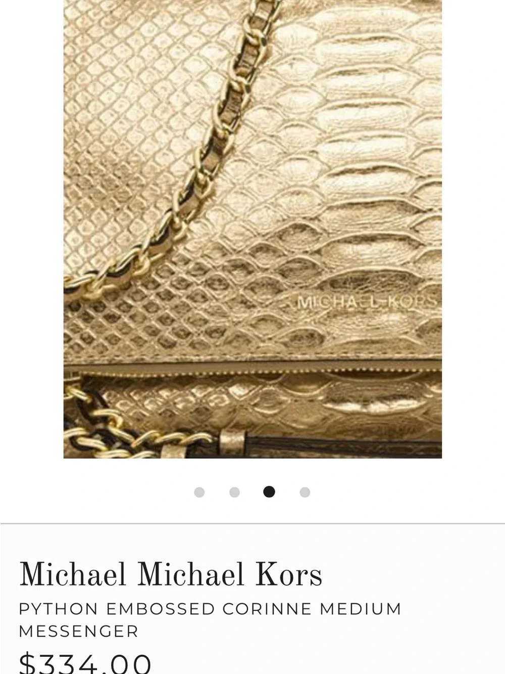 Michael Kors Gold Embossed Corinne Medium Messenger Bag - Picture 3 of 4